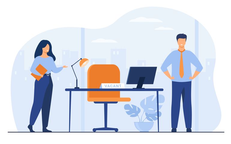New employees requiring in office for work isolated flat vector illustration.