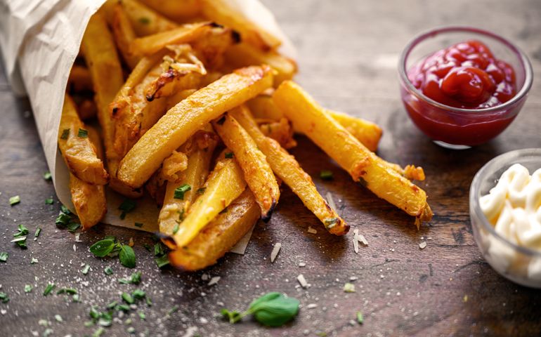 French fries with turnip and parmesan
