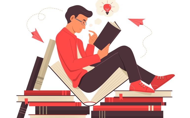 Man Reading a Book and Thinking.