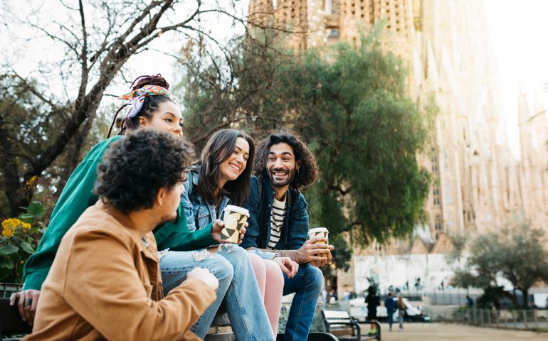 Group of tourists in Barcelona