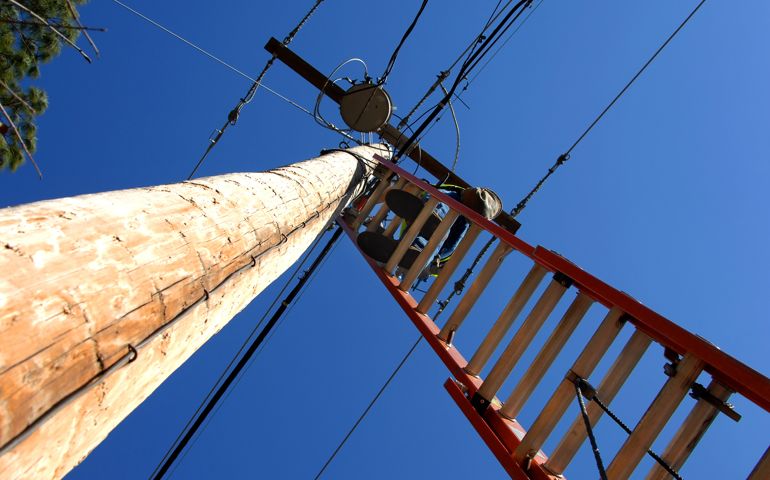 bottom up view of ladder