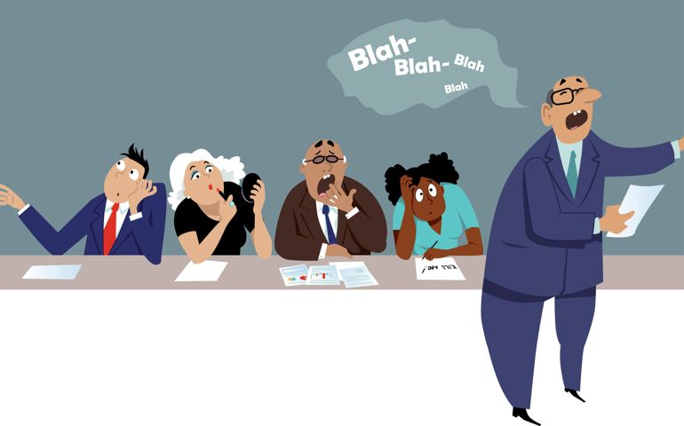 Distracted and bored employees sitting at a business presentation,