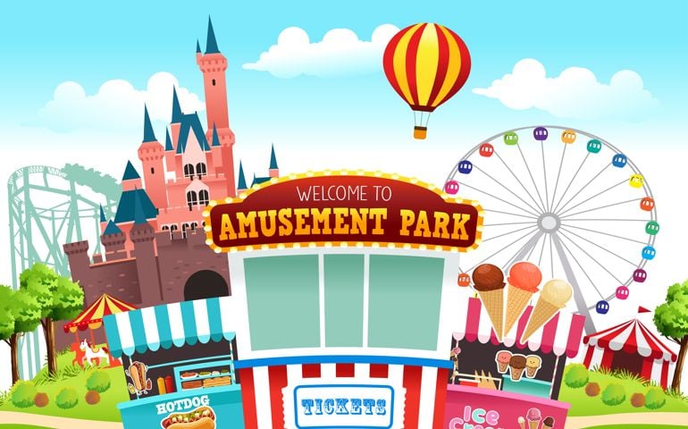 A vector illustration of a map of an amusement park
