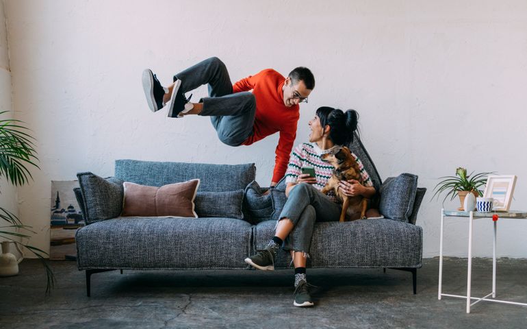person jumping over coach