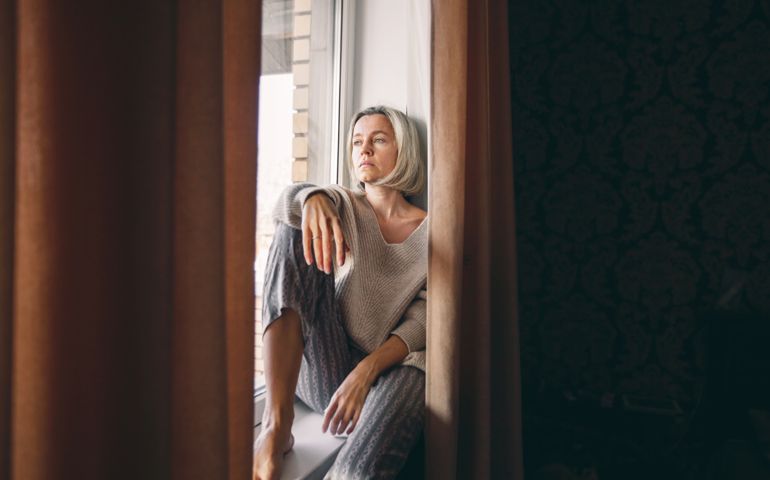 sad pensive woman