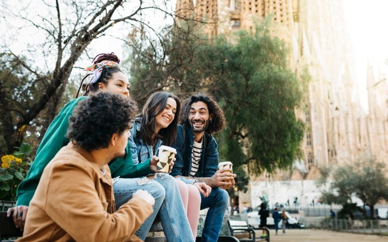 group of friends drinking coffee