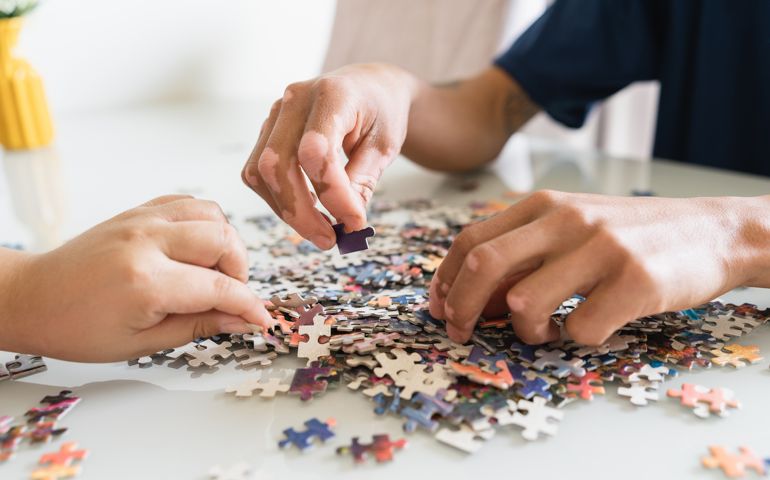working on a puzzle