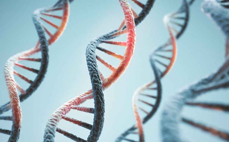 Concept of biochemistry with dna molecule.