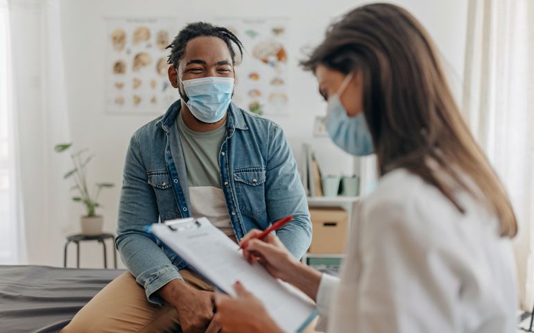 man going to the doctor