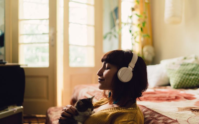 Girl spending the weekend at home