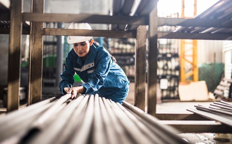 Female Steel Factory Worker at work