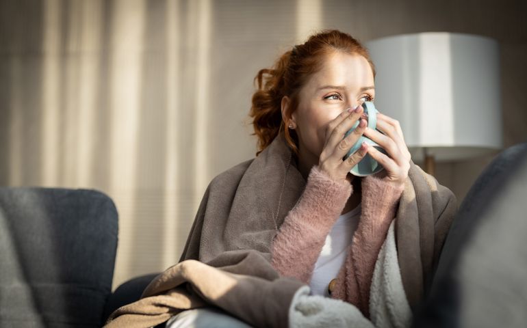 woman drinking tea
