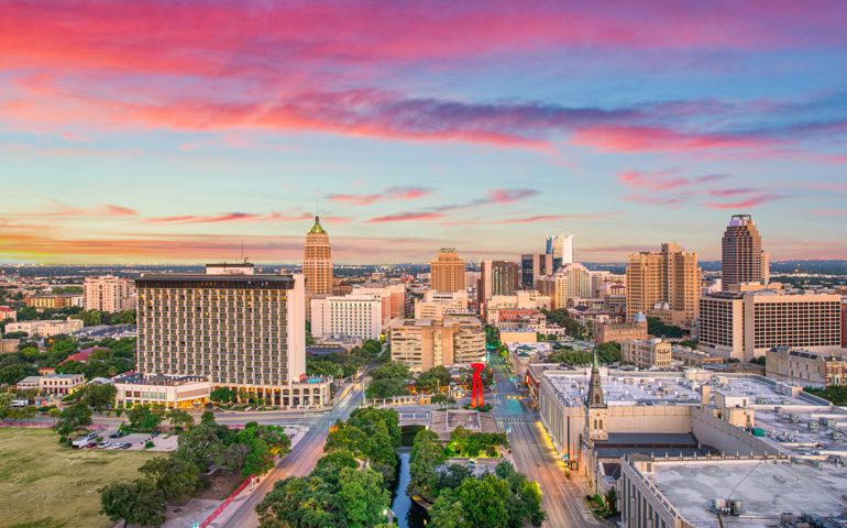 San Antonio, Texas, USA Drone Skyline Aerial Panorama