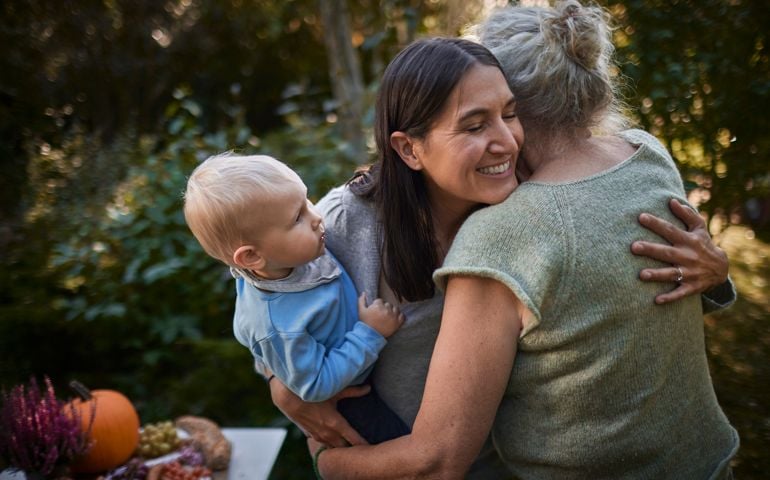woman hugging mom