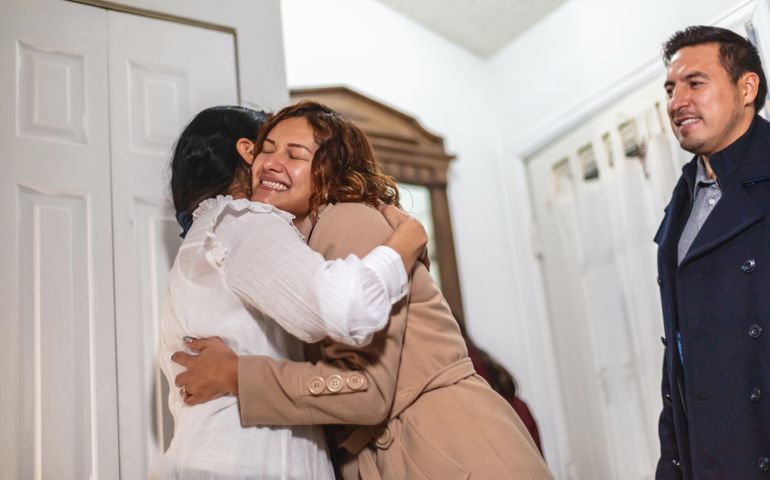 guests hugging to leave
