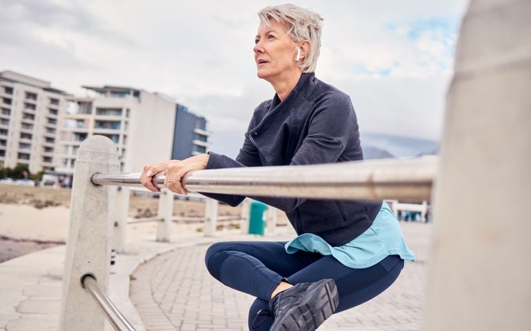 disciplined older woman excercising