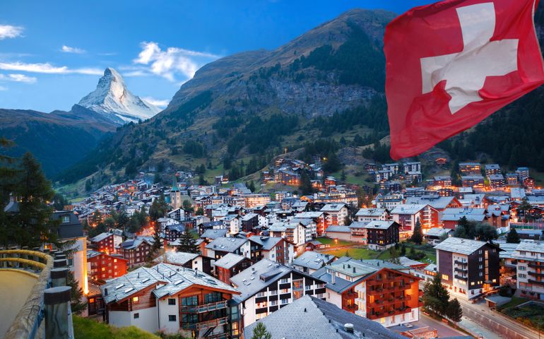 Zermatt village with view of Matterhorn in the Swiss Alps