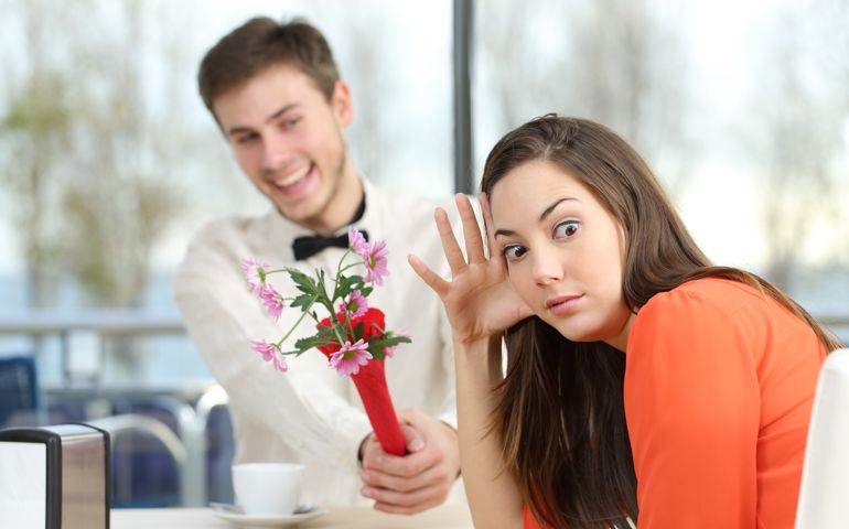 woman rejecting man