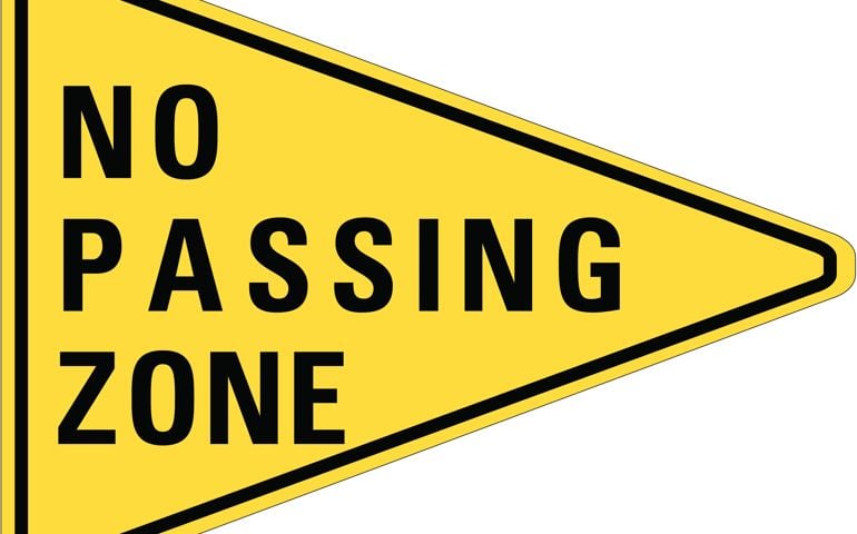 No passing zone sign