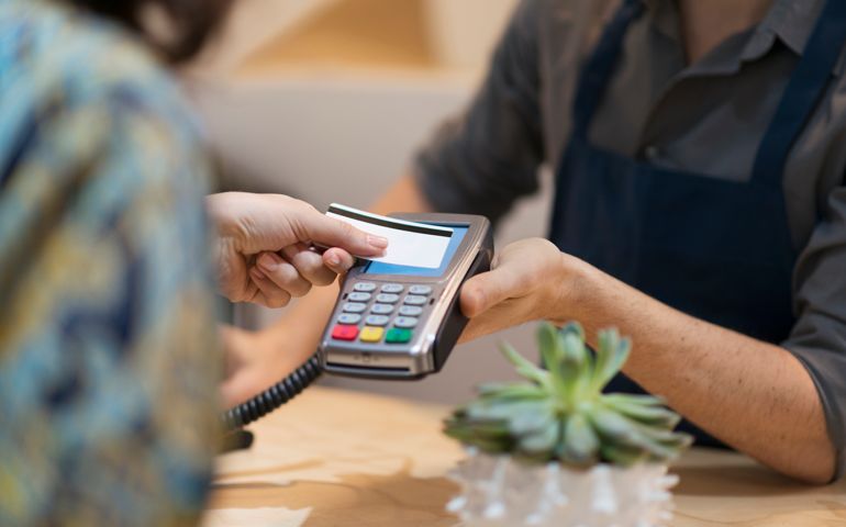 woman paying