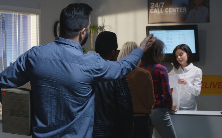 Customer complaining about slow service in delivery center