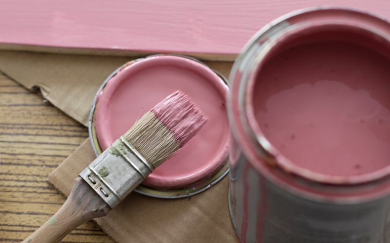 pink paint bucket