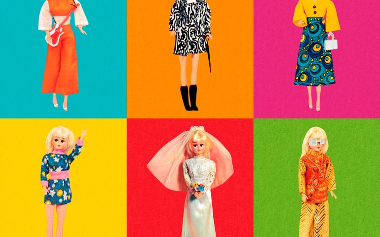 Fashion Doll Wearing Six Different Outfits