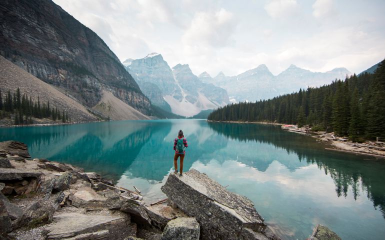 Hiking around Moraine Lake.
