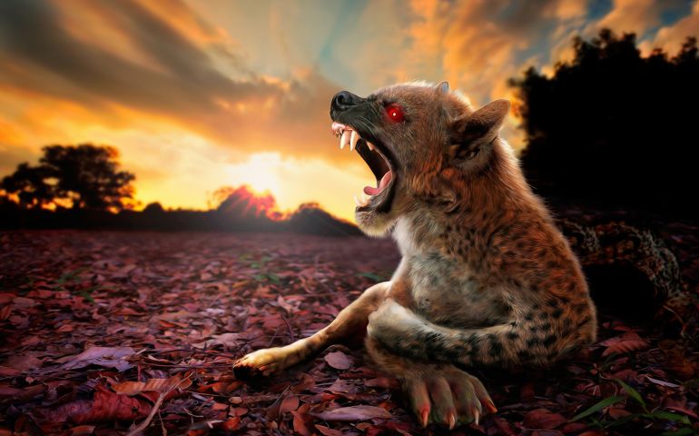 Fierce Chupacabra creature, a digital arts creative edit image- Artistic digital illustration oil painting style.