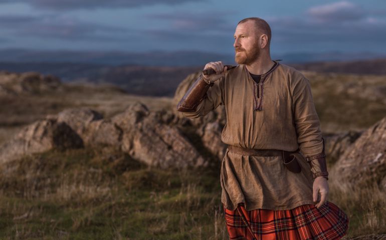 Scottish Redhead Warrior wearing a kilt