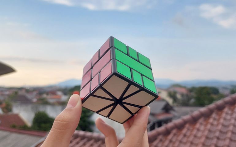 Cube and scenery