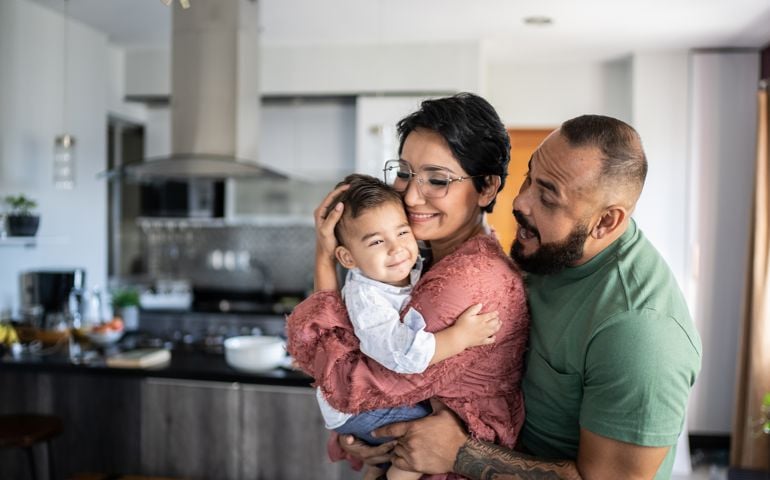 Family together at home