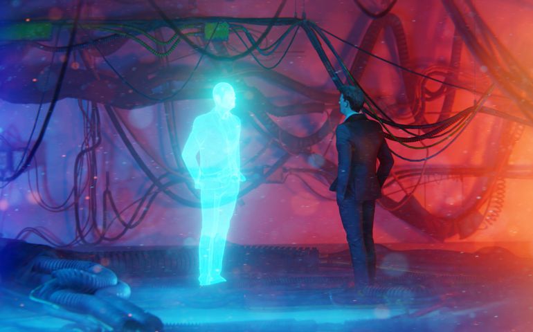Man meets his avatar or digital twin in the metaverse