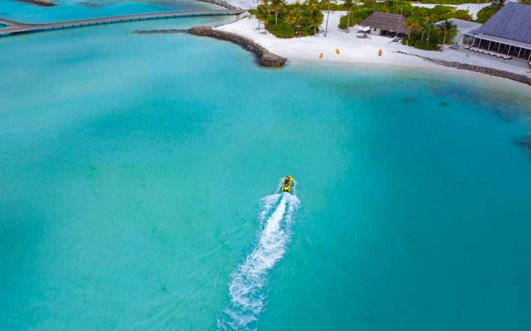 Aerial View of a jetski, Maldives