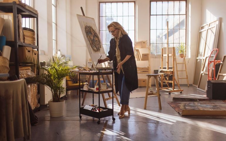 Woman artist painting