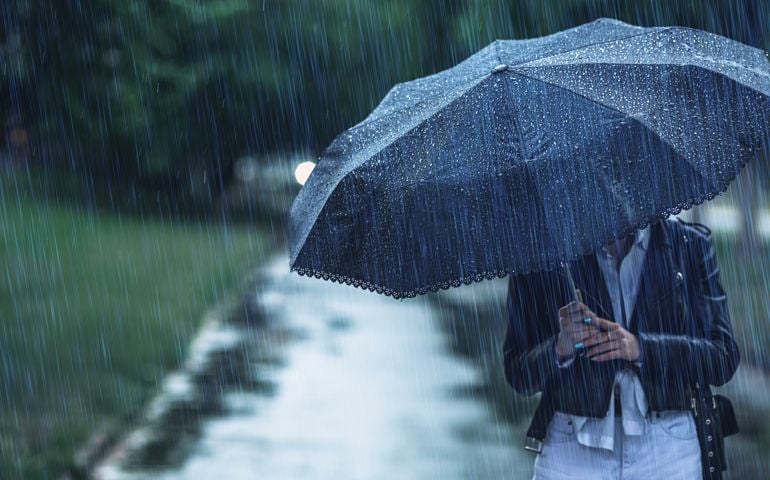 Summer rain. Raindrops. Bad weather. Depression.
