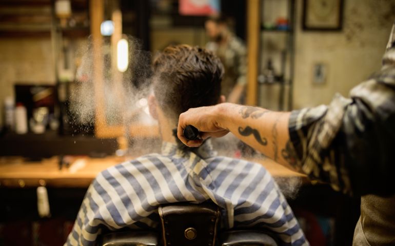 At barber shop