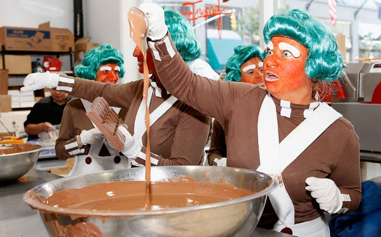 Oompa Loompas Hand Out Golden Tickets For The "40th Anniversary Of Willy Wonka &amp; The Chocolate Factory" Event