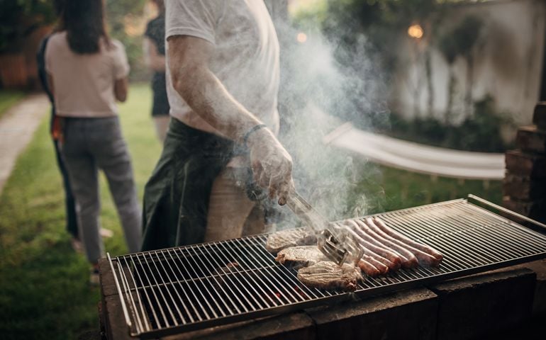 Man preparing barbecue