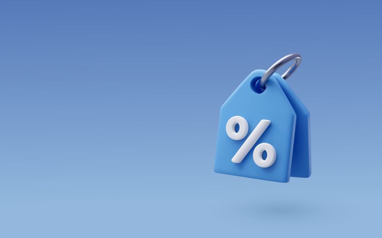 Discount and promotion offer tag 3d icon, Sale and retail commercial concept