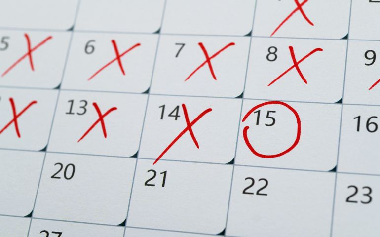 Calendar page with cross shape