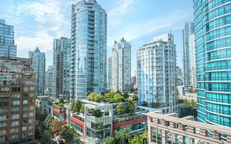 Tree-Lined Streets, Rooftop Gardens Surrounded by Modern Highrises, City Center
