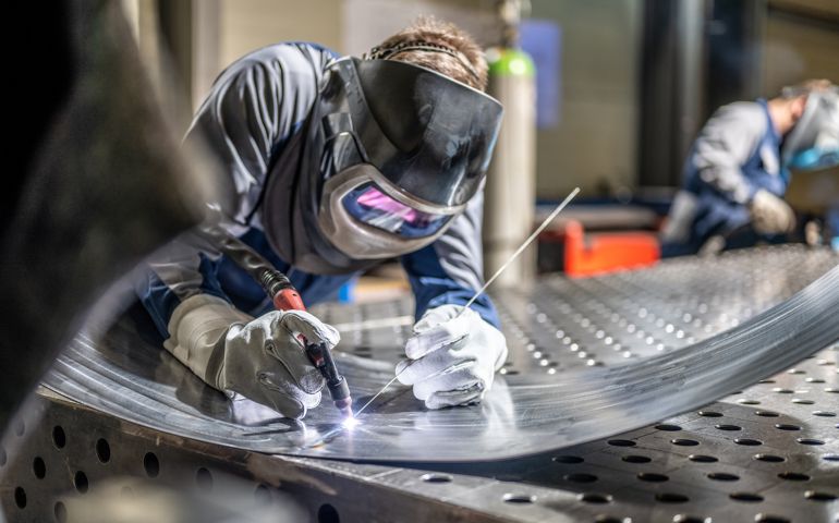 Welder welding sheet metal