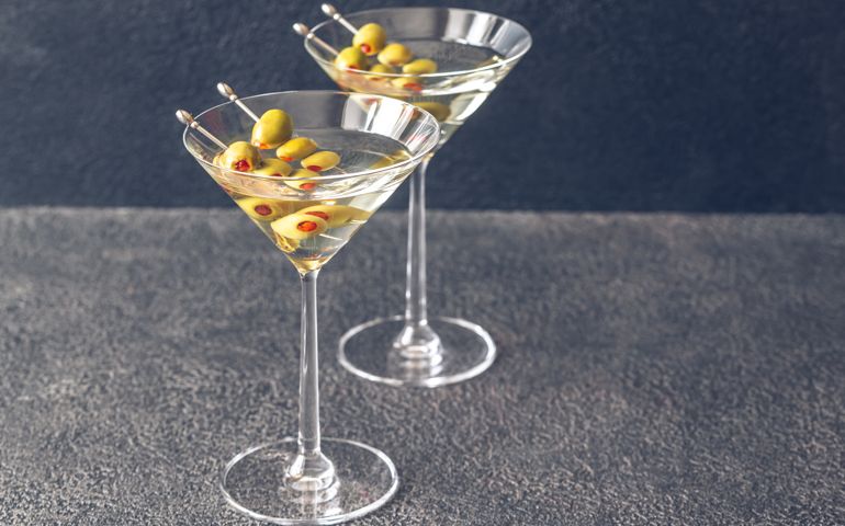 Close-up of champagne flutes on table,Romania