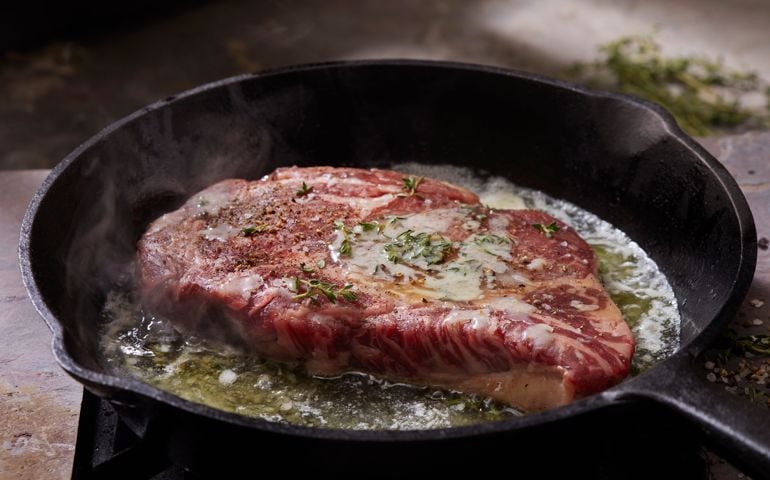 Pan Searing Beef Eye Rib Steak