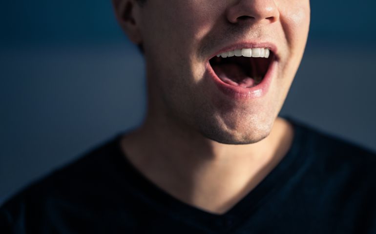 person with their mouth open