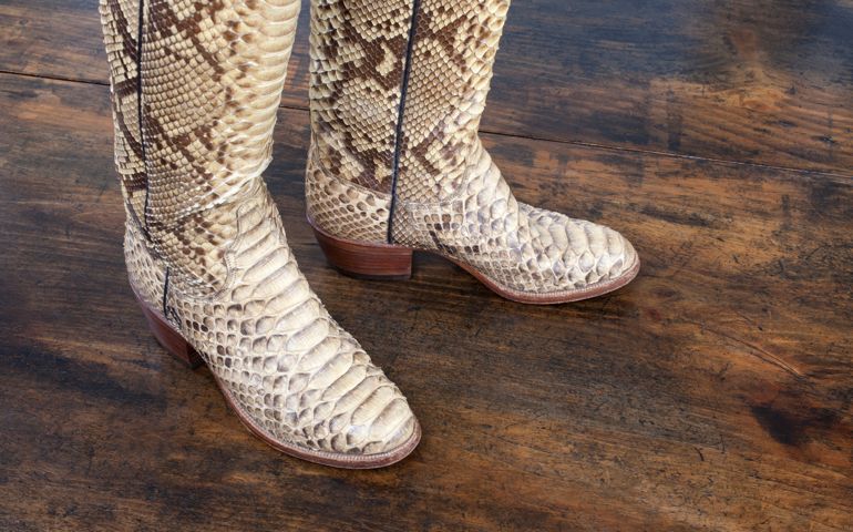 Snakeskin cowboy boots.