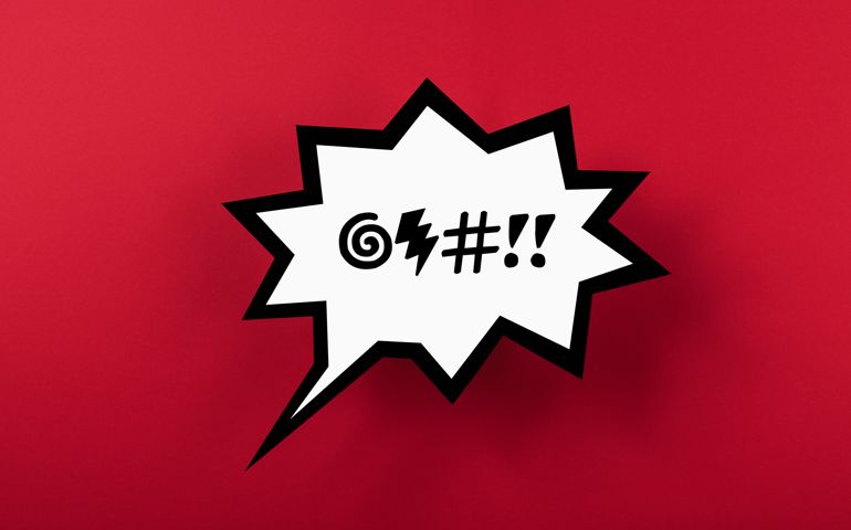 Curse speech bubble against red background