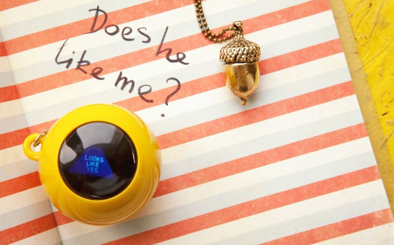 Young girl diary love question and a magic ball answering