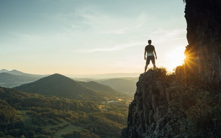 man on mountain